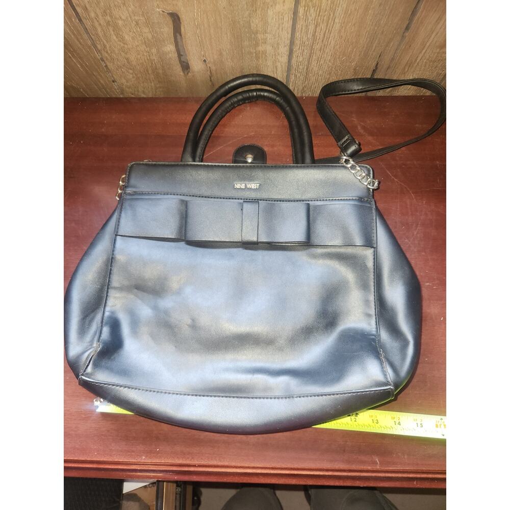 Nine West Black Bow Handbag Convertible Crossbody Strap Purse